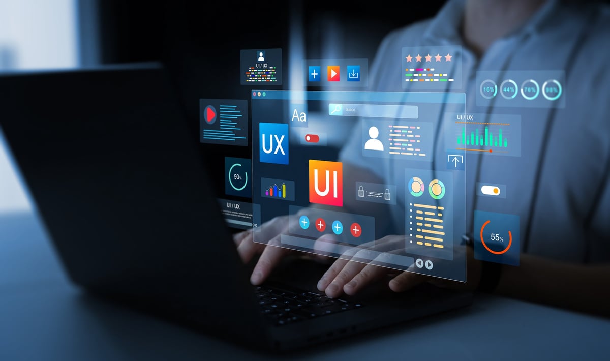 Interface design concepts and data visualisation on screen