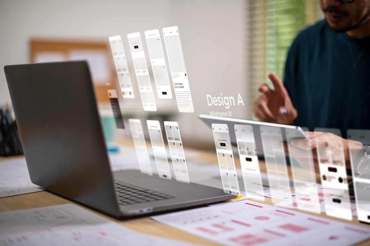 Designer working on a website prototype interface